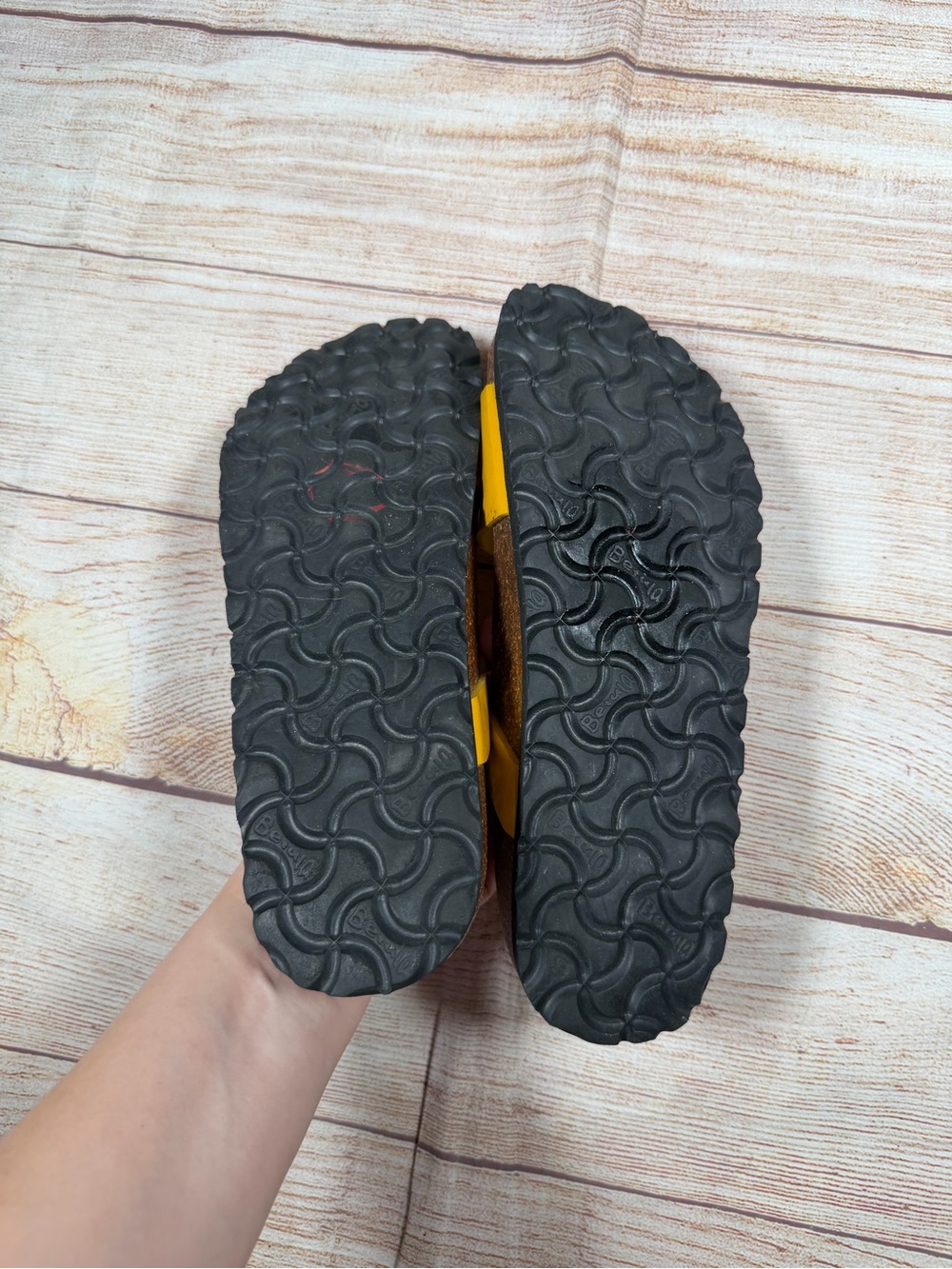 Betula Birkenstock Yellow Patent Strappy Slide Sandals - Picture 10 of 10